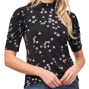 Cece Cascading Florets Puff Sleeve Top Size XL